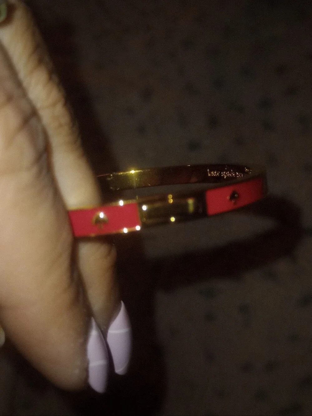kate spade Hot Pink Enamel Bangle with Gold Spade Motifs